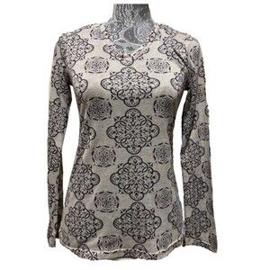 Marika Balance Collection Womens M Gray Medallion Print Long Sleeve Stretch Yoga